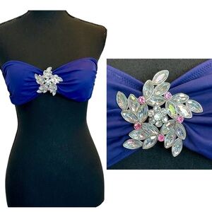 Victoria's Secret blue bandeau bikini top gem jewelled Sz M